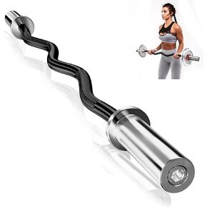 4ft EZ Curl Bar, Heavy-Duty Curling Bar Olympic Barbell for Strength Training, 400LB Load Capacity, Arm Muscle Workouts Bar, Compatible with 2-Inch Weight Plates, Black, Ideal for Home and Gym
