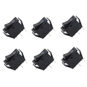 6pcs KCD3 BAR 2 مفتاح مشقوق بدون قارب خفيف على شكل قارب ، مفتاح تبديل مقاوم للماء للسيارة المستخدمة في سيارات الأجهزة الكهربائية والسفن الأسود