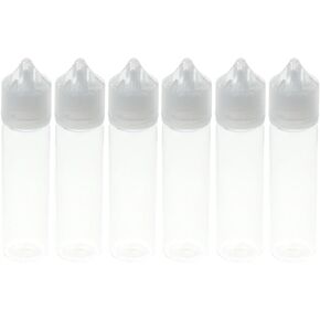 6Pcs 60ml Plastic Bottle, 2oz Empty Dropper Bottles, Transparent Squeezable PET Drop Bottle, Dispensing Container with Childproof Cap