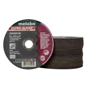 Metabo 655995000 50-Pack | 6-inch Super Slicer Cutting Wheel | Type 1 | 6" x .045" x 7/8" | A60XP | White Aluminum Oxide | Contaminant Free | Stainless Steel, High Tensile Alloys