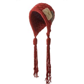 CORIRESHA Women's Colorful Handmade Crochet Beanie Tassel Ear Flaps Knit Hat with Pom Pom