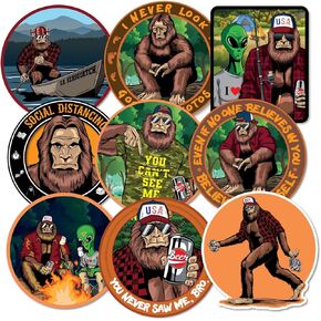 USA Sasquatch Bigfoot Funny Bumper Sticker Decal Bundle Pack for Cars, Cups, Laptops, Coolers, Tumblers (5")