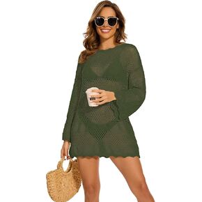 LOZ Women Swimsuit Crochet Swim Cover Up 2024 Summer Bathing Suit Swimwear Mesh Knit Beach Dress Vacation Outfits
