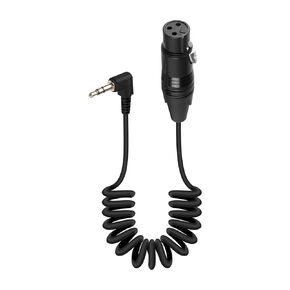 GELRHONR Right Angle 3.5mm to 3 pin XLR Female Coiled Cable 1.6FT, XLR Female Replacement Spring Audio Cord, 1/8 Inch TRS to XLR Stereo Audio Plug Headphone Cable(XLR Female Black)