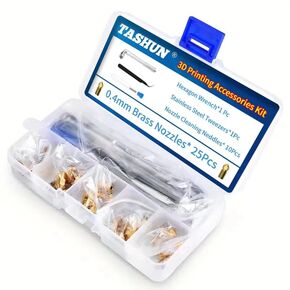 25PCS MK8 Ender 3 V2 Nozzles 0.4MM, 3D Printer Brass Hotend Nozzles with DIY Tools Storage Box for Creality Ender 3/Ender 3 Pro/Ender 3 Max/5 Pro/Ender 3 S1/Ender 3 Neo/CR 10 Series 3D Printer