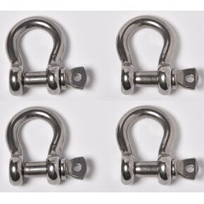 Hi-Gear 4 PCS 3/8" 316 Stainless Steel Marine Bow Shackle D-Ring Screw Pin Clevis Boating Heavy Duty Lifting Rigging Recovery