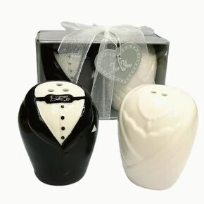 Bride and Groom Ceramic Salt & Pepper Shakers Wedding Favor Gift