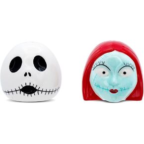 Disney The Nightmare Before Christmas Jack and Sally Ceramic Salt and Pepper Shakers, Set of 2 | Spice Dispenser Storage Canisters