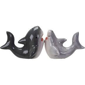 Sharks Couple Ceramic Food Salt and Pepper Shakers