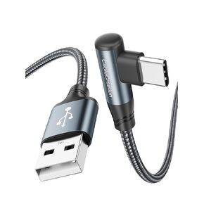 CableCreation Short Right Angle USB C Cable 1.6FT, USB to USB C Cable 90 Degree Nylon Braided 3A USB C Charging Cable for Car Carplay, iPhone 15, Galaxy S24, MacBook,iPad Mini 6,iPad Pro 2020, Switch