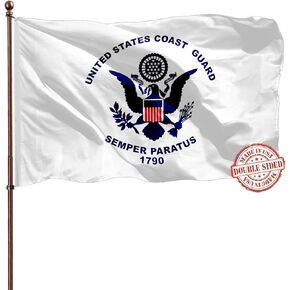 مزدوج الوجهين خفر السواحل USCG Flag 3x5 في الهواء الطلق- 3ply 240d 4 صفوف مخيط- الولايات المتحدة 3x5 خفر السواحل لعلم السواحل- فاد