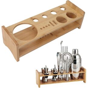 Topincn Bartender Kit Stand ، حامل تخزين أدوات خشب كبير السعة الخشبية ، كوكتيل شاكر مجموعة أدوات باروانيات أدوات تخزين بارتنس للمنزل.