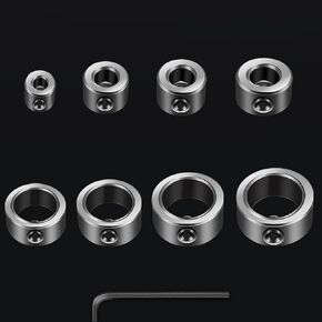 8 Pieces Drill Bit Depth Stop Collar Set and Hex Wrench Precision Control Sturdy Construction Includes (1/8", 5/32", 13/64", 15/64", 5/16", 25/64", 15/32", 5/8") for Woodworking Metalworking