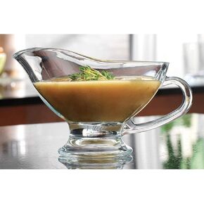 Classic Glass Gravy Dish with Handle - Sleek & Elegant with A Beautiful Shine- For Salad Dressing, Syrup, Sauces or Broth - Gift Item or Home Decor, 10 oz