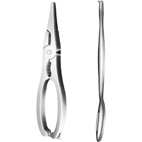 2Pcs Crab Lobster Crackers and Tools, Upgraded 4 In 1 Stainless Steel Crab Claw Opener and Leg Picks Tools, Heavy Duty Seafood Tool Set Crab Scissors for Crab Lobster Shells
