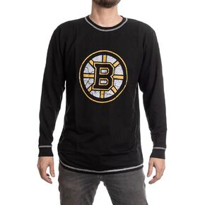 Calhoun NHL Men's Officially Licensed Team Logo French Terry Long Sleeve Raglan Shirt