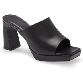 Womens Platform Chunky Heels Mules Square Open Toe High Heeled Sandals Slip On Slides Dress Shoes in Saudi Arabia