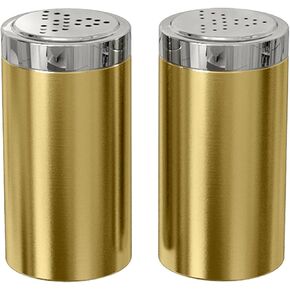 nu steel Jumbo Salt & Pepper Shaker Set of 2, 15 Oz. Stainless Steel With Gold Shiny Finish, Small
