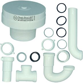 Drain Tee fitting and P-Trap Vent kit with Tuuber 1-1/2-in Air Admittance Valve