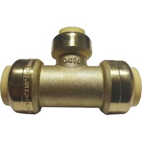 10 PIECES XFITTING 3/4" X 3/4" X 1/2" PUSH FIT REDUCING TEE, CERTIFIED TO NSF/ANSI 61 - BRASS
