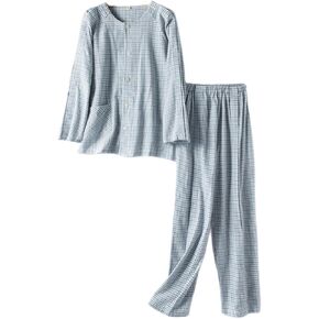 Bedridden Patient Clothing,Tearable Patient Clothing,Fracture Recovery Suit,Hospital Pajamas Suit,Suitable for Paralyzed Bedridden Elderly,Postoperative Recovery Patients,Men's Gray Grid