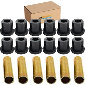 Huskey EZGO TXT Golf Cart Rear Leaf Spring Bushing Kit with 6X Sleeves and 12X Bushings Made of Long Lasting Rubber for 1996-Up. Replaces OEM Sleeve Part No#: 70289G02 and Bushing Part No#: 70291G0.