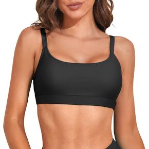 Sports Swim Bra Bikini Tops for Women Classic Bathing Suits Top with Padded Crop Swimsuit