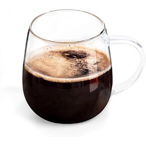 Clear Glass Mug with Handle, Clear Handle/16 oz, High Borosilicate Glass Mug for Large Glass Coffee Mugs with Handle, Drinking Mugs with Handle, or as a gift!
