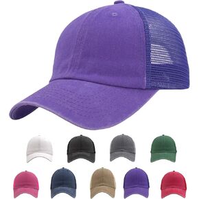 Vintage Washed Snapback Baseball Hat for Men Women, Unstructured Cotton Crown/Soft Mesh/Flexible Visor/Foldbale for Pocket