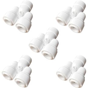 RO Fittings Y Type 3/8 inch Tubing OD Use Two Way Water Line Splitter Quick Connect Tube Fittings Push to Connect Plastic Connectors for Water Filtration System(Pack of 5)