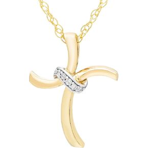 Boston Bay Diamonds .925 Sterling Silver Diamond Accent Cross Pendant Necklace with 18" Chain (I Color, I1 Clarity)