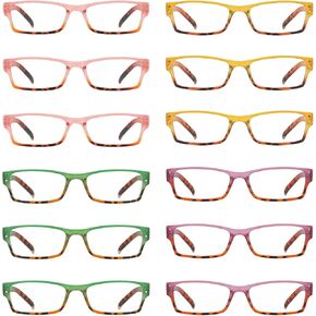 LUR 12 Pack Reading Glasses for Women Ladies Stylish Readers with Spring Hinge