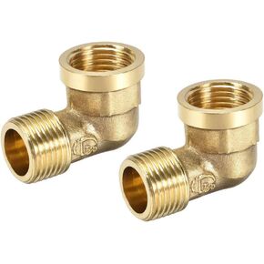 uxcell Brass Pipe Fitting 90 Degree Elbow G1/2 Male X G1/2 Female 2pcs