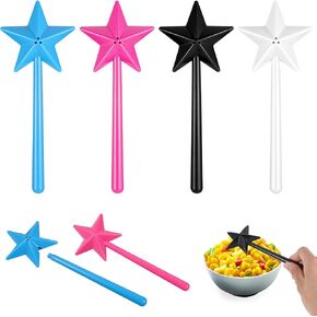 Sibba 4 Pcs Star Magic Salt and Papper Shakers Star Salt Shaker Fairy Wand Star Shape Salt Dispenser Refillable Container With Holes Removable Light One Hand Operation Flavoring Kitchen Utensils