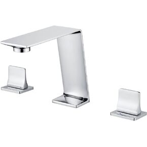 Luxury Widespread 3 Hole Chrome Bathroom Faucet Brass, 2 Handles 8 Inch Bathroom Sink Faucet, Modern Double Handle Vanity Sink Faucet Polished Chrome with CUPC Certification Supply Lines