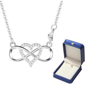 Sparkling Infinity Heart Pendant - Great Gift for Her- Stunning Women's Jewelry - Sterling Silver & Cubic Zirconia