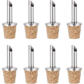 uxcell 8Pcs Stainless Steel Bottle Pourers, Olive Oil Cork Dispenser Pourers, Wine Bottle Stoppers for Oil Beer Drink Vinegar Water Bottle, Silver
