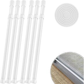 6 Pack Window Security Bars 15.7" to 27.5" Adjustable Sliding Glass Door Lock Bars Window Safety Lock Bar Stopper with Rubber Tips for Home, 0.87" in Diameter