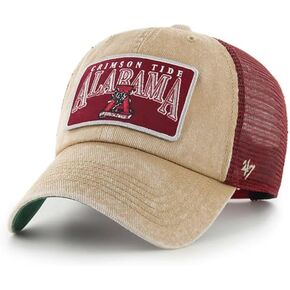 47 Alabama Hat (UA Crimson Tide) Mens Womens Adjustable Trucker Hat Mesh Baseball Cap, Snapback, Khaki/Beige, One Size