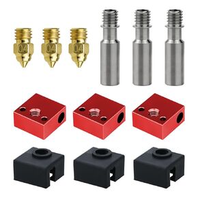 Ender 3 CR10 Hot End Kits 3D Printers Accessories Replacement Parts (3 pcs Nozzle +3pcs Bimetal Heatbreak+ 3 pcs Silicone Socks+3 pcs Aluminium Heating Block) -Section b