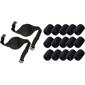 Microphone Kit, 50pcs Foam Microphone Windshields for Various Headphone Microphones, 2pcs Microphone Waist Packs for Fitness Trainers, Teachers, Singers, Speakers, Theater Actors, Classic Black