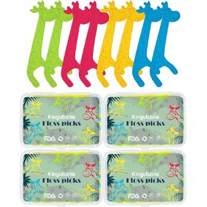 Kids Dental Floss Picks Kids Flossers Toddler Floss Portable Travel Floss Cute Animal Shapes Makes Flossing for Children & Adults (160 Counts)