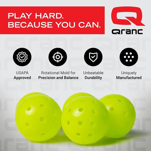 8 Pack Qranc ‘Q 'Ball Pickleball Balls للعب في الهواء الطلق والداخلي ، معتمدة USA Pickleball (USAPA) ، 40 فتحة ، نيون in Saudi Arabia