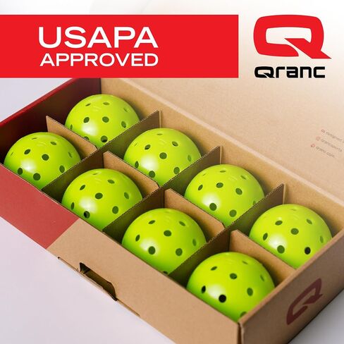 8 Pack Qranc ‘Q 'Ball Pickleball Balls للعب في الهواء الطلق والداخلي ، معتمدة USA Pickleball (USAPA) ، 40 فتحة ، نيون in Saudi Arabia
