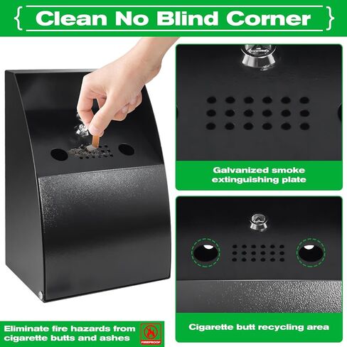 التخلص من السجائر في الهواء الطلق ، منفضة سجائر مثبتة على الحائط ، وعقب سجائر مربعة ، وعاء سجائر ، والتخلص من السجائر في الهواء الطلق ، (2 مساءً) وعقب السجائر التجارية لمطاعم مكتب الحديقة. in Kuwait