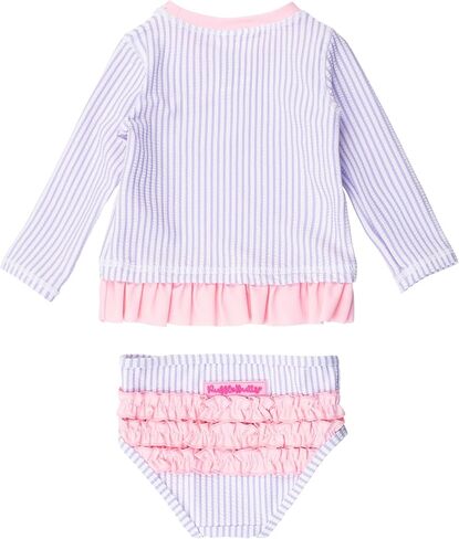 RuffleButts Baby/Toddler Girls Seersucker Long Sleeve Rash Guard Bikini in Saudi Arabia