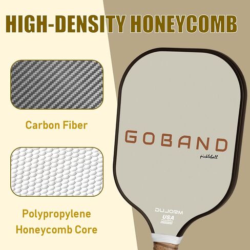 Pickleball Paddle, Carbon Fiber Pickleball Paddle with PP Honeycomb Structure, Lightweight Pickleball Racket with Cushioned Handle, USAPA Approved, Large Sweet Spot, Paddle Cover (GOBAND-TX) in Saudi Arabia