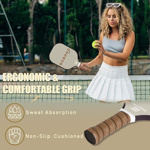 Pickleball Paddle, Carbon Fiber Pickleball Paddle with PP Honeycomb Structure, Lightweight Pickleball Racket with Cushioned Handle, USAPA Approved, Large Sweet Spot, Paddle Cover (GOBAND-TX) in Saudi Arabia