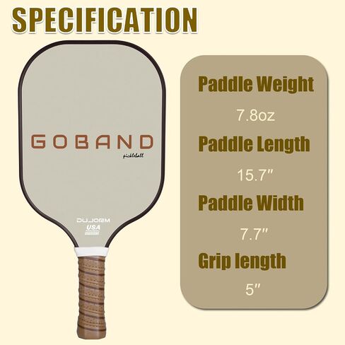 Pickleball Paddle, Carbon Fiber Pickleball Paddle with PP Honeycomb Structure, Lightweight Pickleball Racket with Cushioned Handle, USAPA Approved, Large Sweet Spot, Paddle Cover (GOBAND-TX) in Saudi Arabia