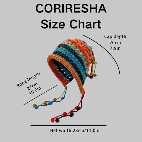 CORIRESHA Women's Colorful Handmade Crochet Beanie Tassel Ear Flaps Knit Hat with Pom Pom in Saudi Arabia